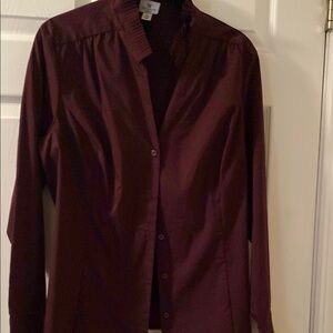 Burgundy Button-Up Blouse. Size.XL